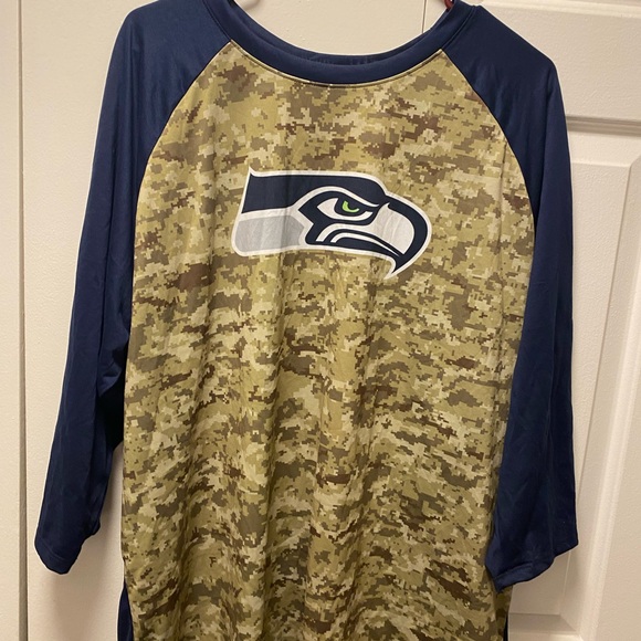 Nike Dri Fit T-shirt Women’s L Camo & Blue Seahawks Military Size XXL - Picture 4 of 12